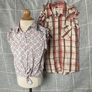 GUC Pearl snap sleeveless cowgirl shirts. Plaid and Patterned Kids Shirts Set